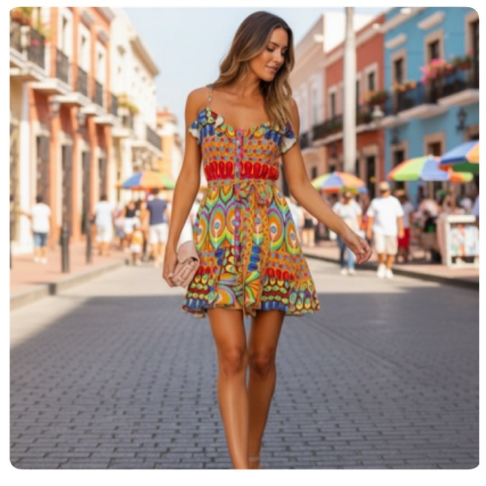 ALEXIS SIRSHA GOGO MULTI COLOR MINI DRESS SIZE MEDIUM - Picture 3 of 12